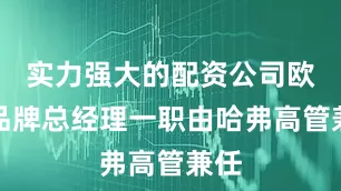实力强大的配资公司欧拉品牌总经理一职由哈弗高管兼任